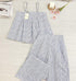 Summer Stripes Spaghetti Straps Pleated Tips With Pant
